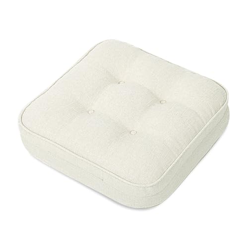 GOFORIT Memory Foam Cushion，Square Seat Cushions for Dining Chairs,Non-Slip Chair Pads with Removable Cover, 16'' x 16'', Off White - color: Off White