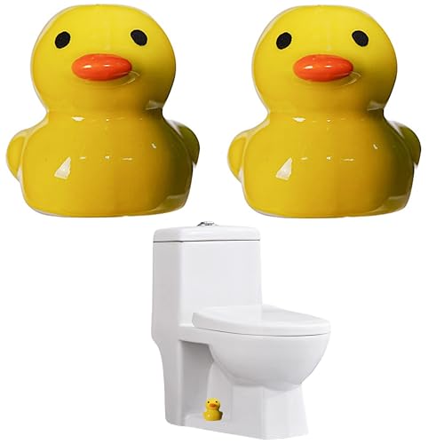 Yellow Duck Toilet Floor Bolt Caps, Ceramic Duck Toilet Bolt Covers | Cute Bird Bathroom Decor, Funny Duck Themed Gadgets for The Toilet, add personality to bathrooms (Yellow, Duck) - color: Yellow, Duck