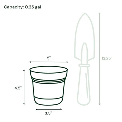 Bloem Saturn Planter w/Saucer 5" Charcoal Gray (SP05908) - color: Charcoal Gray, size: 5"