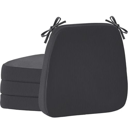 Dining Chair Cushions, Dark Gray, 17"x16", Set of 4 | 2" Cooling Gel High-Density Foam, With Ties and Non-Slip Bottom, Removable Washable Cover, For Dining and Kitchen - color: Dark Gray, size: 4 Count (Pack of 1)