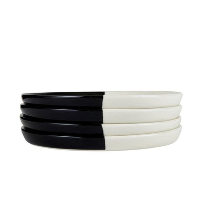 Santa Barbara Design Studio Appetizer/Dessert Plates TableSugar Dipped Ceramic Tapas Plates, Set of 4, Black | White - color: Black/White, size: Set of 4