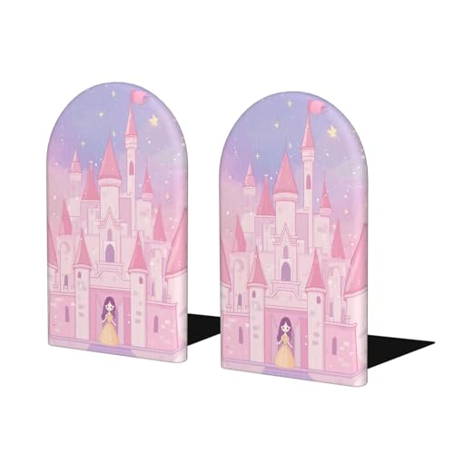 Cartoon Princess Castle Wooden Bookends for Shelves Decorative Book Ends Universal Book Organizer Holder for Office, Heavy Books, Vinyl Records - color: Cartoon Princess Castle