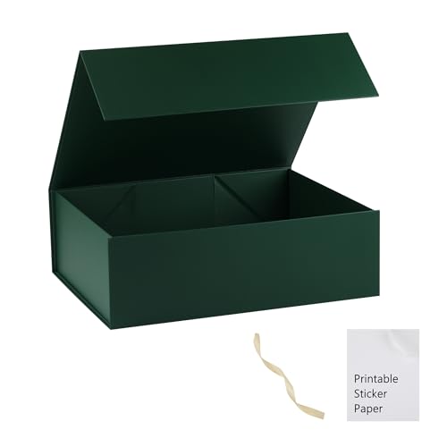 Green Gift Box,13x11x5.3 Large Gift Boxes With Lids For Presents Includes Ribbon And Diy Printable Sticker Paper,Bridesmaid Proposal Box,Magnetic Gift Box For Birthday,Wedding,Graduation - color: 13x11x5.3inch-Green-Pack 1