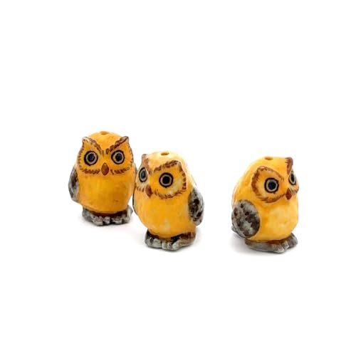 Adorable Mini Ceramic Animal Figurine – Porcelain Miniature Collectible Decor (Yellow owl) - style: Yellow owl