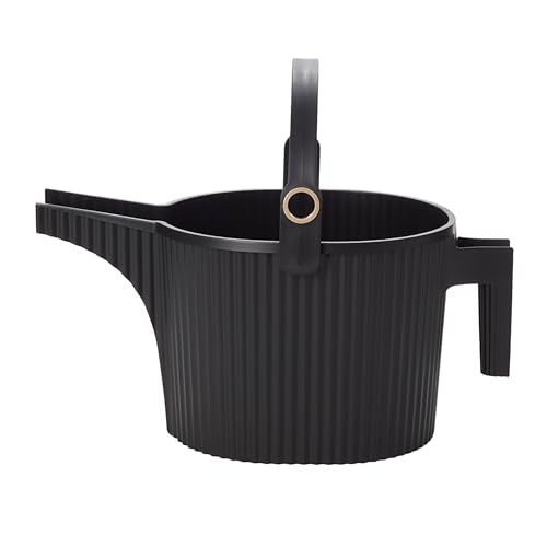 Hachiman Large Watering Can with Widened Spout | 5 L Plant Watering Can for Indoor and Outdoor Plants, Hands-Free Filling, 15" × 7.2", Black - color: Black, size: Large