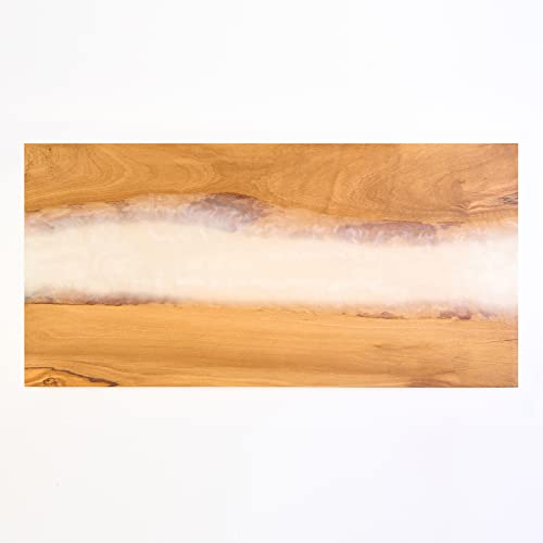 Italian Olive Wood luxury Cheese board with Resin, Charcuterie board, Chopping and Cutting Board for Meat Vegetable & Fruit, Wooden Epoxy Serving Board (White) - color: White