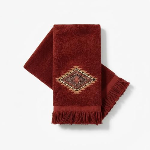 Avanti Linens – Fingertip Towel Set, 100% Cotton Velour Bathroom Towels with Embroidery & Absorbent Terry Reverse, Nature Home Decor, Set of 2 (Mojave Collection)