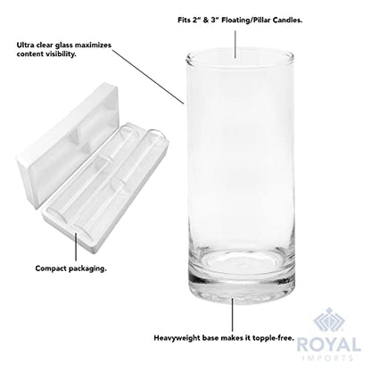 Glass Cylinder Vases for Centerpieces Set of 4, Mixed Height Clear Hurricane Vases 6” 8” 9” 11” for Floating Candles, Flower Vase Wedding Decor, Table Centerpieces, Candle Holders - Royal Imports