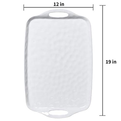 TP Large Serving Trays with Handles, 19" x 12" Melamine Serving Platters for Food, Turkey, Set of 2 Rectangular Trays for Party, Pure White | Rectangular Trays, Serving platters, Turkey and Party Serving, Lightweight, Break-resistant - color: Pure White,