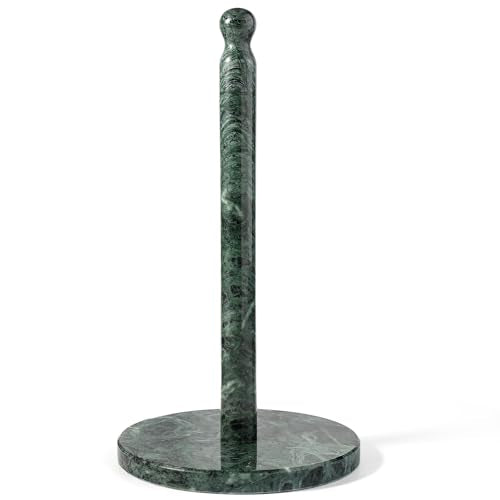 Italian Natural Marble Paper Towel Holder Countertop, Genuine Stone Paper Towel Holder Stand for Kitchen Storage, for Standard or Jumbo-Sized Rolls(Alpi Green) - color: Green Marble-alpi Green, size: 7" Base