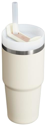 STANLEY Quencher H2.0 Flow State Tumbler, 14 oz, Cream 2.0 | Straw and 3-Position Lid | Cup Holder Compatible for Travel | Insulated Stainless Steel Cup | BPA-Free - color: Cream 2.0, style: Classic