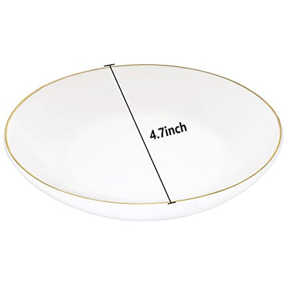 HANKOR 4.75" Ceramic Jewelry Tray, Small Ring Dish Holder Trinket Tray, Catch All Trays for Ring Earring Necklace Key, Christmas Gifts for Women Girls, White - color: White