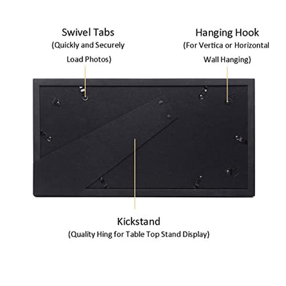 4x6 3-Opening Collage Picture Frame Black Wood | Shatter-resistant glass, tabletop & wall mount, fits 4x6 photos - size: 4x6 - 3 Opening