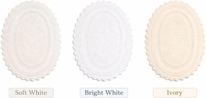 Royal Blaze Crochet Reversible Bath Mat Runner 100% Cotton Bathroom Rug Runner, Extra Large Oval 24×72 Soft White - color: Soft White, size: 24"x72" Oval