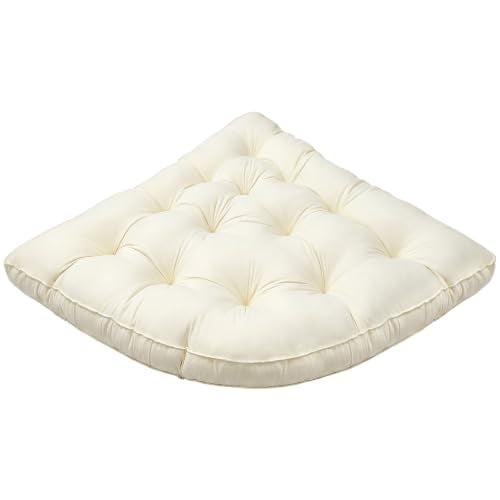 Yookeer Triangle Floor Pillow 40 Inch Cream Tufted Corner Floor Cushion Thickened Soft Window Seat Cushion Washable Meditation Mat for Living Room Bay Balcony Reading