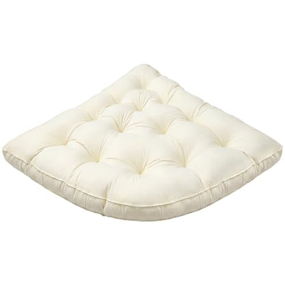 Yookeer Triangle Floor Pillow 40 Inch Cream Tufted Corner Floor Cushion Thickened Soft Window Seat Cushion Washable Meditation Mat for Living Room Bay Balcony Reading