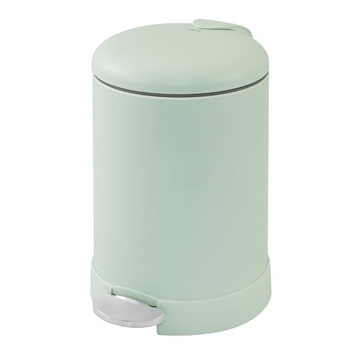 Glad Small Trash Can, 1.2 Gallon | Round Stainless Steel Garbage Bin with Soft Close Lid & Step Foot Pedal | Metal Waste Basket with Removable Inner Bucket, Green - color: Green