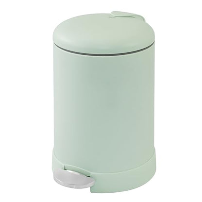 Glad Small Trash Can, 1.2 Gallon | Round Stainless Steel Garbage Bin with Soft Close Lid & Step Foot Pedal | Metal Waste Basket with Removable Inner Bucket, Green - color: Green