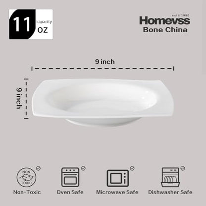 HomeVss, New Bone China Dinnerware SEt, Rim Square Shape, 40pc Set - color: Square Rim, size: Service for 8 - 40pc Set