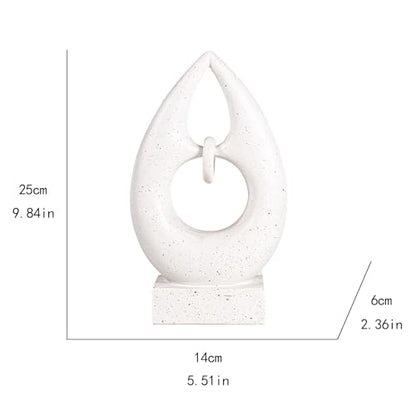 Abstract Teardrop Sculpture, White Speckled Resin, Modern Home Decor Figurine, 9.84in x 5.51in, Tabletop Art Piece