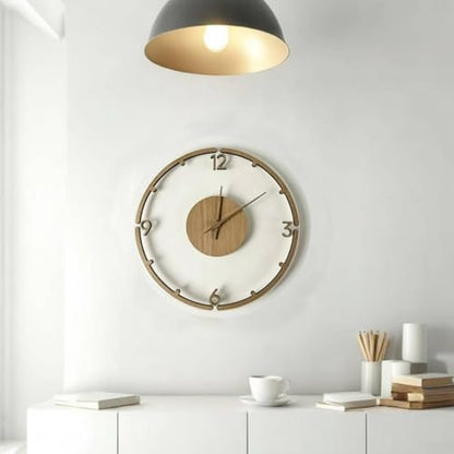Clock Minimalist Wall Clock Decorative Clock Timepiece with Wood Grain Dial Acrylic Layer and Three Hands Suitable for Living Rooms bedrooms Work Areas entryways