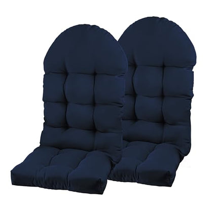 Adirondack Chair Cushion, Rocking Chair Cushion 44x19.4x4 inch, High Back Patio Cushions of Upper and Lower with Ties, Sunscreen and Fade-Resistant (Dark Blue, 2) - color: Dark Blue
