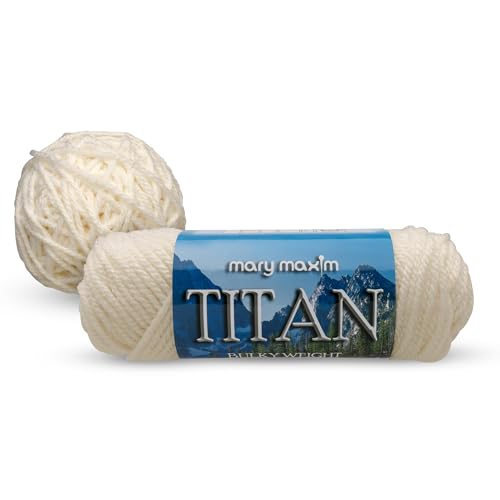 Mary Maxim Titan Bulky Yarn, Weight 5 Acrylic, Chunky Yarn for Crocheting and Knitting, Ideal for Thick, Soft Blankets, Throws, and Graph Style Sweaters, 80 Yards - Cottonwood - 1 Skein - color: Cottonwood