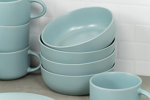 10 Strawberry Street Wazee Matte Coupe Dinnerware, Bowl, Mineral Blue, Set of 6 - color: Mineral Blue, size: 7.5" Dinner Bowl, style: Dinner Bowl