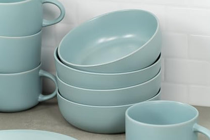 10 Strawberry Street Wazee Matte Coupe Dinnerware, Bowl, Mineral Blue, Set of 6 - color: Mineral Blue, size: 7.5" Dinner Bowl, style: Dinner Bowl