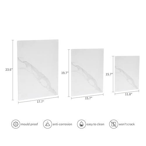 Murrey Home Glass Cutting Board for Kitchen Counter, Tempered Glass Chopping Boards Dishwasher Safe, Small Clear Countertop Tray, Scratch Resistant, Heat Resistant, Non Toxic, White Marble, 16"x12" - color: Textured White Marble, size: 15.7"L x 11.8"W