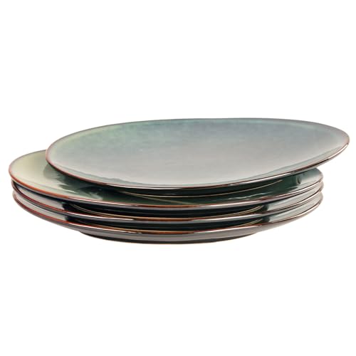 Ceramic Serving Platters - Set of 4 Platters for Entertaining, Modern Kitchen Dishes for Dinner, Fruit, Salad, Serving Trays, Curved Oval Plates 13.4 Inch - color: Curved Plates, size: 13.4 Inch