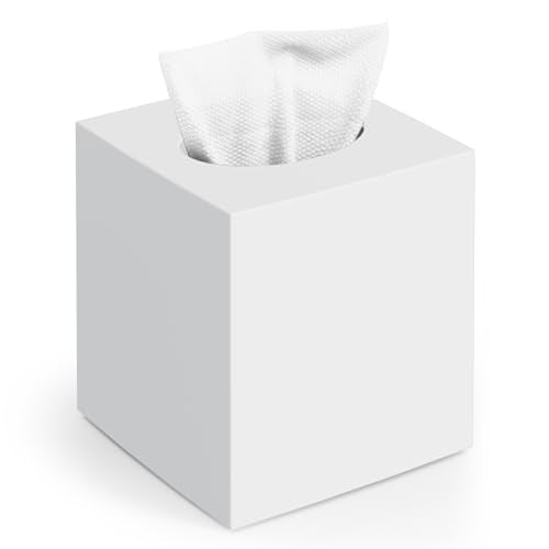 Tissue Box Cover,Square Acrylic Tissue Holder with Non-Slip Base,White | Fits standard facial tissue boxes,modern decorative aesthetic for bathroom countertops,dressers,night stand,parlors,office - color: White, size: 1 Tissue Box Cover