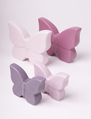 Butterfly Statue Decor Animal Figurine Modern Home Decor 6.7 Inch | Purple Ceramic Minimalist Sculpture Handicraft Gift Table Centerpiece Art for Living Room Bedroom Office