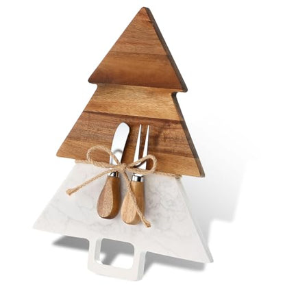 Christmas Tree Shaped Marble Charcuterie Cutting Serving Board