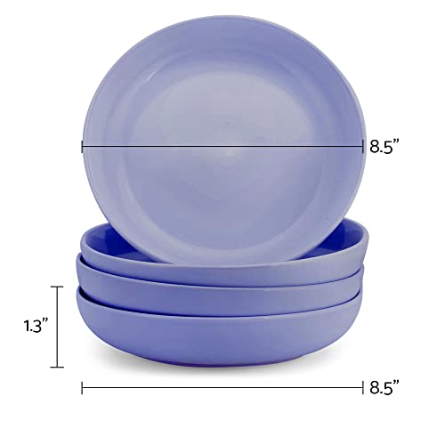 Elanze Designs Bistro Glossy Ceramic 8.5 inch Shallow Pasta Dinner Bowls Set of 4 - Perfect for Everyday uses from Italian Style Pasta to Caesar Salad, and Ramen to Pho, Violet Purple - color: Violet Purple, style: 8.5 inch Dinner