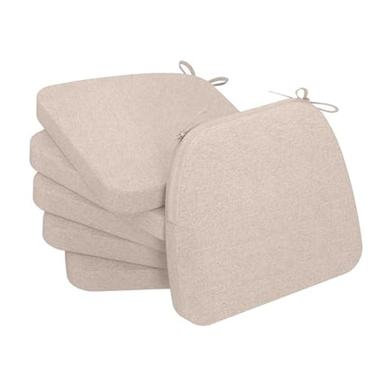AAAAAcessories D-Shaped Chair Cushions, 2" Thick Dining Chair Pads with Ties and Removable, Machine-Washable Cover, 17" x 16", Set of 6, Oatmeal Beige - color: Oatmeal Beige, size: 6 Count(Pack of 1)
