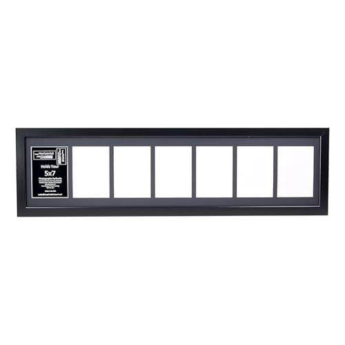 Creative Letter Art - 7 Opening 5x7 Black Picture Frame with 10x40-inch Black Mat Collage including Full Strength Glass, Alphabet Photography - color: 7 opening, size: Black w/ Black