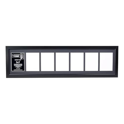 Creative Letter Art - 7 Opening 5x7 Black Picture Frame with 10x40-inch Black Mat Collage including Full Strength Glass, Alphabet Photography - color: 7 opening, size: Black w/ Black