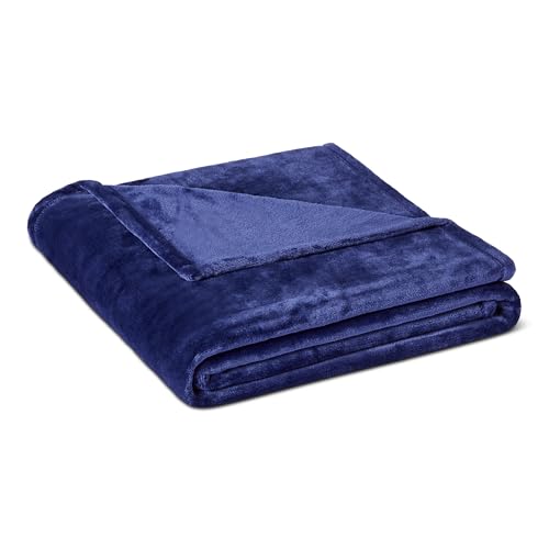 Amazon Basics Throw Blanket, Ultra-Soft Flannel Fleece, Cozy for Couch Sofa Bedroom, Fade-Resistant, 50 x 60 Inches, Navy - color: Navy, size: 50 x 60 inches