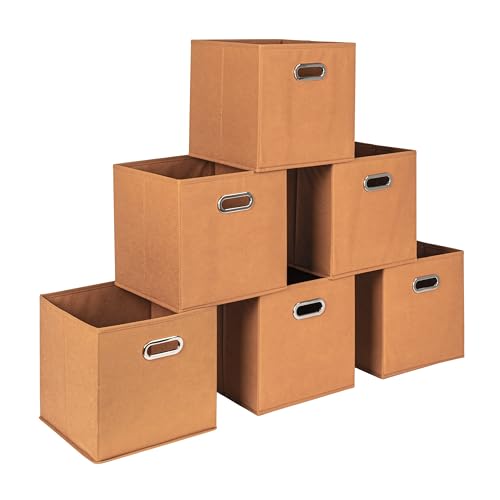Household Essentials Fabric Storage Bins 6 Piece Set, Terracotta Color - color: Terracotta, size: 11” L x 11” W x 11” H