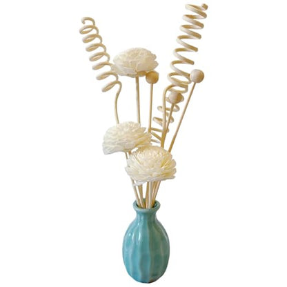 Ceramic Diffuser Bottle Set, 3PCS Spiral Flower Reed Ball Rattan Stick for Home Office Party Fragrance Aromatherapy Eucalyptus Oil