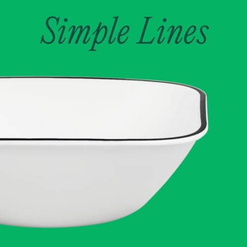 Corelle Vitrelle 6-Piece (22-Oz) Cereal Soup Bowls, Triple Layer Glass and Chip Resistant, Lightweight Square Dinnerware Bowl Set, Simple Lines | Triple Layer Glass and Chip Resistant, Lightweight Square Dinnerware Bowl Set, Simple Lines - size: 6.25" Bow