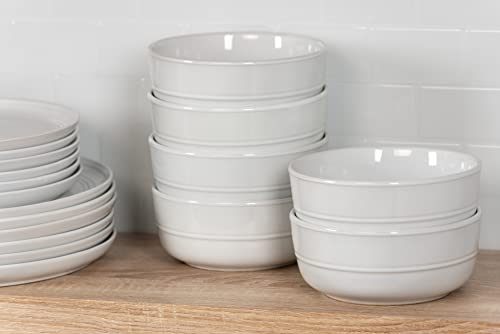 Double Line 6.25"/24 oz Cereal Bowl, Set of 6, White - color: White, size: Cereal Bowl
