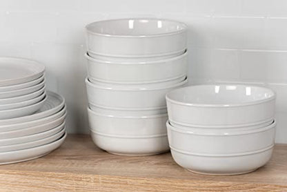 Double Line 6.25"/24 oz Cereal Bowl, Set of 6, White - color: White, size: Cereal Bowl
