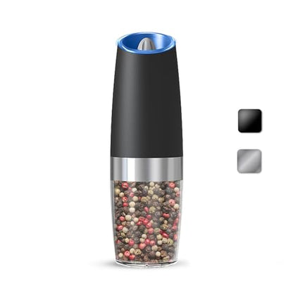 Battery Gravity Salt Pepper Grinder Set, 1 Pack (Black) | Gravity Automatic Grinder With LED Light & Adjustable Roughness, Each Requires 6 AAA Batteries For Kitchen Daily Seasoning - color: Battery/Single/Black