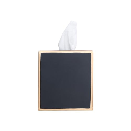 Jaye's Studio Black Tissue Box Cover, Square Metal Gold Cube for Bathroom | Matte Hand-Painted Finish, Fits Standard Facial Holders, Polished Trim, Open Bottom, Bedroom Office Desk Use - color: Black
