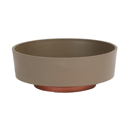 The HC Companies 8 Inch Round Plastic Succulent Capri Bowl 8"x8"x3" in Artisan Taupe with Copper Bottom Color - color: Artisan Taupe, size: 8"