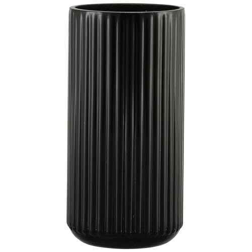 Ribbed Glass Vase,Flower Vase for Bouquet, Black Glass Vases for Flowers, Modern Vases for Living Room, Bathroom, Dining Table, Office, Wedding, Centerpieces, 8 Inches - color: Dark, size: Medium