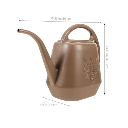 Long Spout Watering Can for Indoor Plants, Garden Watering Can with Thickened Plastic Body, Deep Gray Floral Design, Suitable for Houseplants and Balcony Gardening