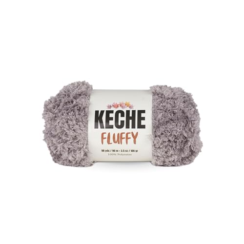 KECHE Fluffy Bulky Yarn – Super Soft Chunky Fuzzy Blanket Weight # 5 Yarn for Knitting Crocheting Crafting 3.5 oz (100 gr) 98 Yds (90 m) - Grey - color: Grey, size: 1 SKEIN